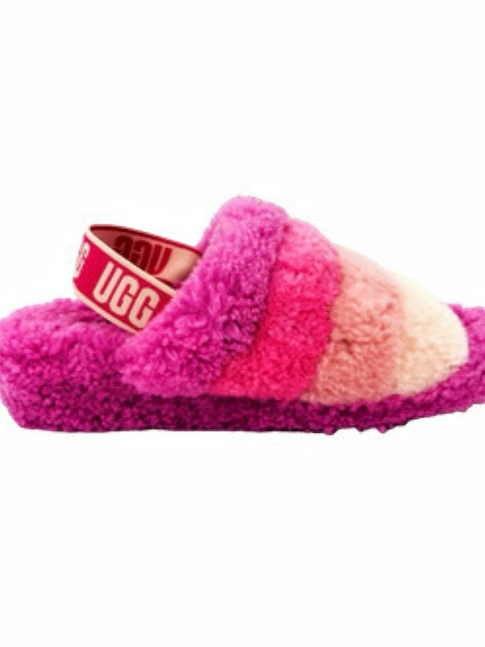 UGG Fluff Yeah Slide $120 Color Block Slippers Pink & Purple US 8